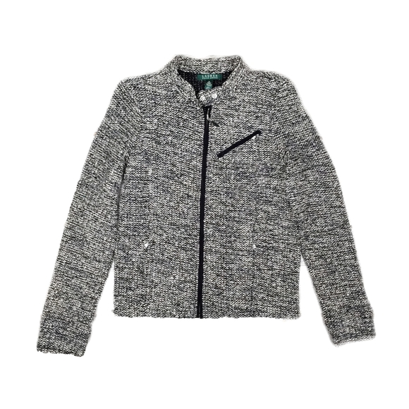 Lauren Ralph Lauren Wmns M Black & White Marled Zip Jacket - Picture 3 of 9